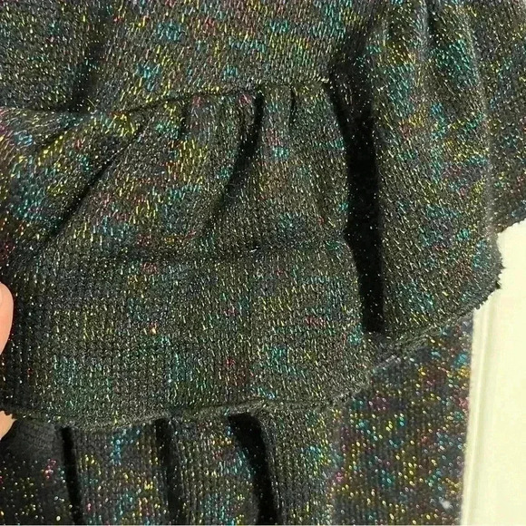 ANTHROPOLOGIE EVA FRANCO Black Sparkle Ruffle Long sleeve women Sweater | size S - Picture 8 of 12